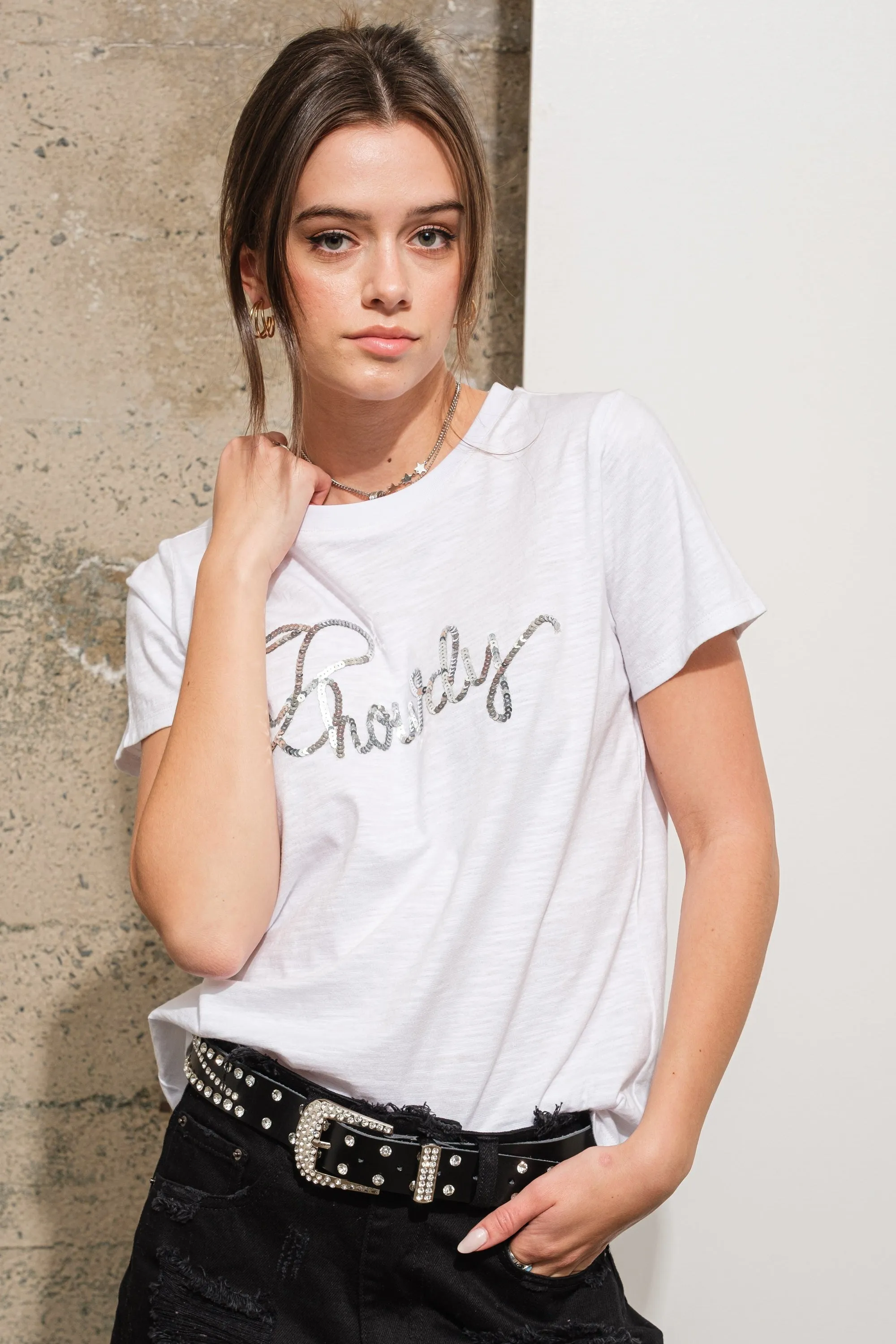 Howdy Sequin Graphic Tee
