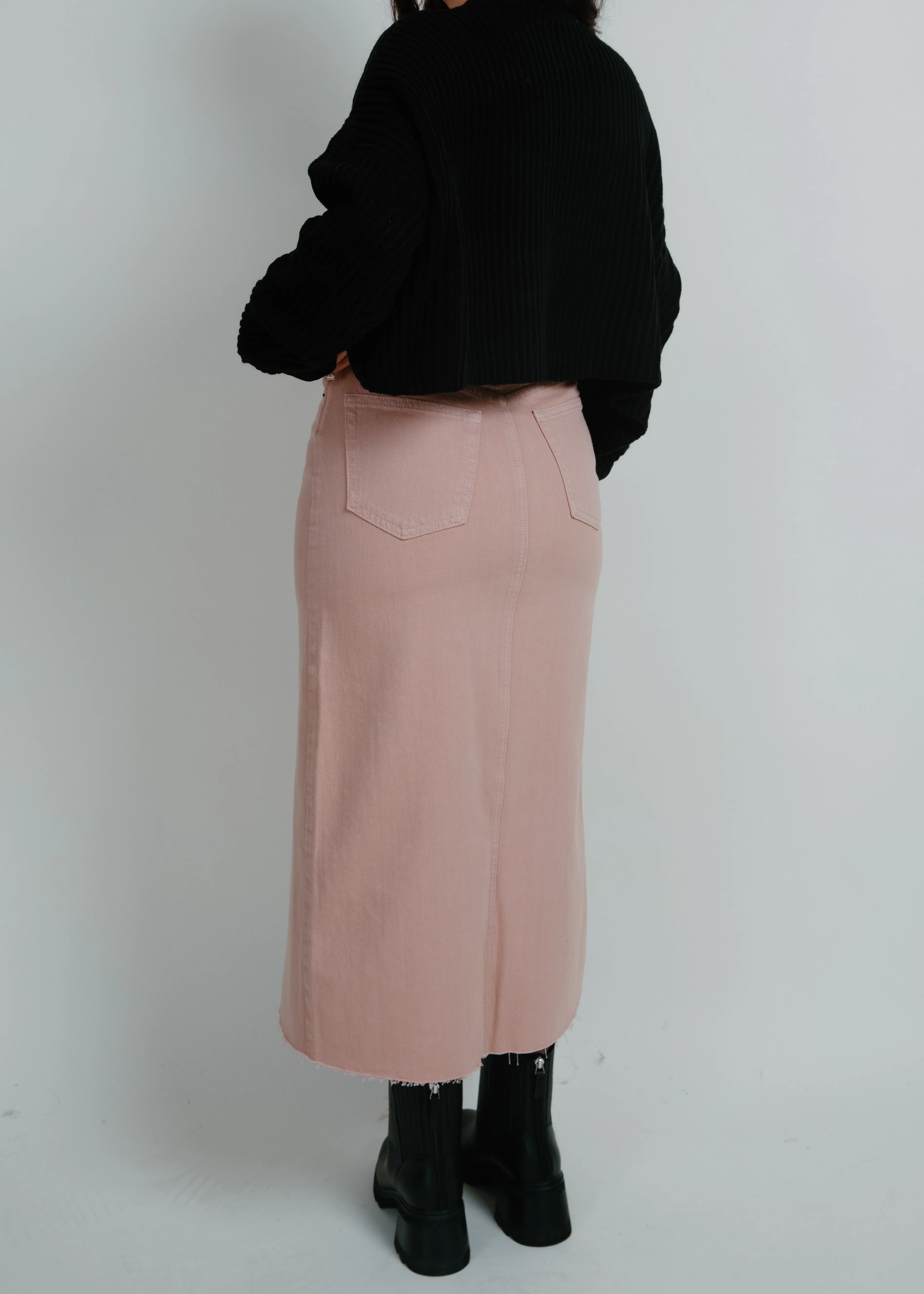 Janey Open Slit Midi Skirt - Sand