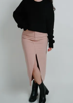 Janey Open Slit Midi Skirt - Sand