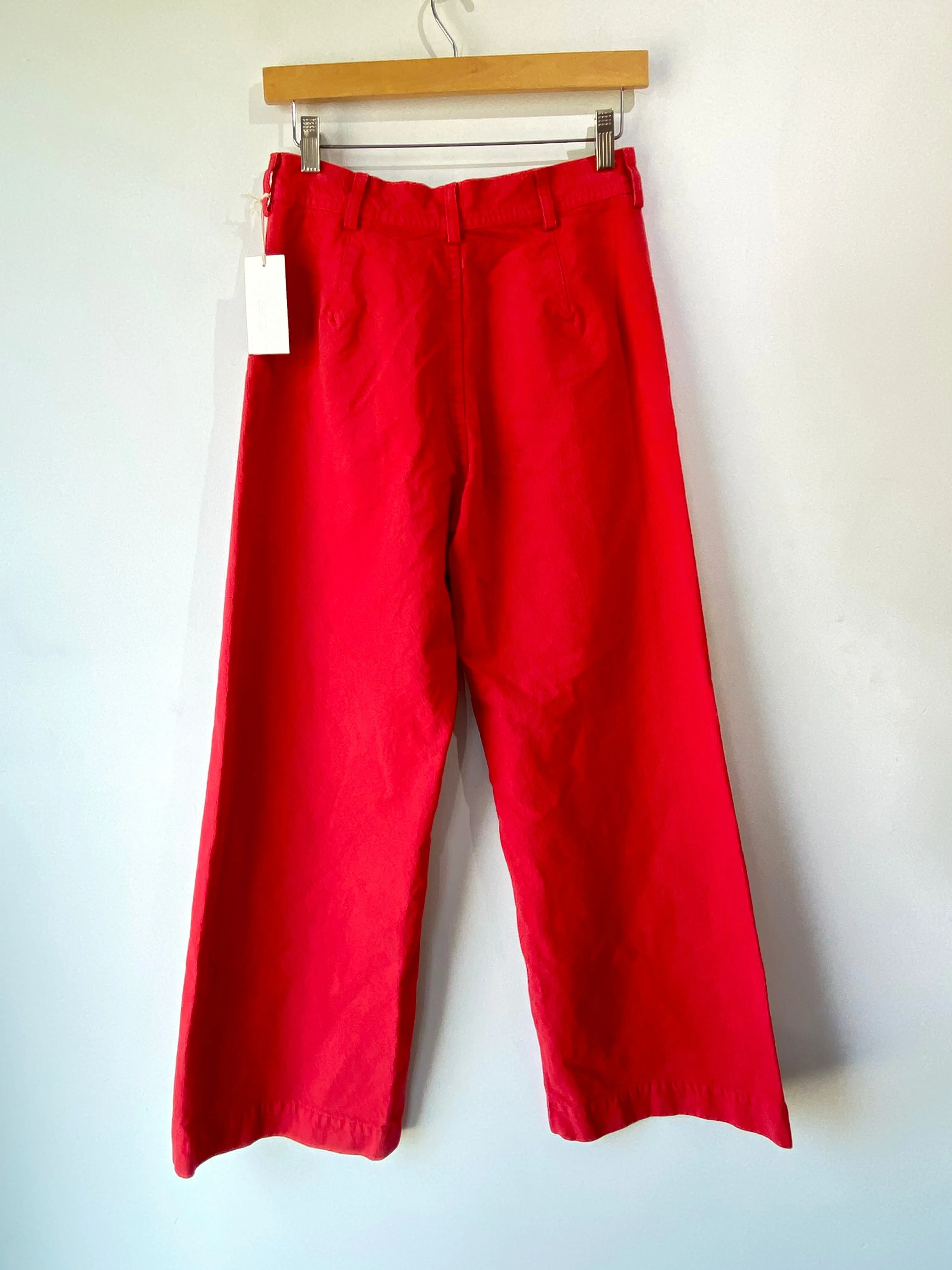 Jesse Kamm Red Wide-Leg Pants