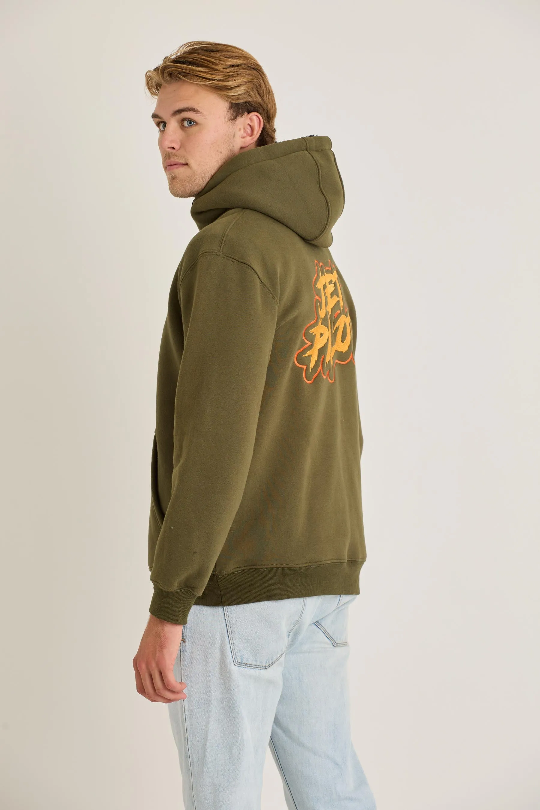Jetpilot Yowie Sherpa Mens Pullover - Army
