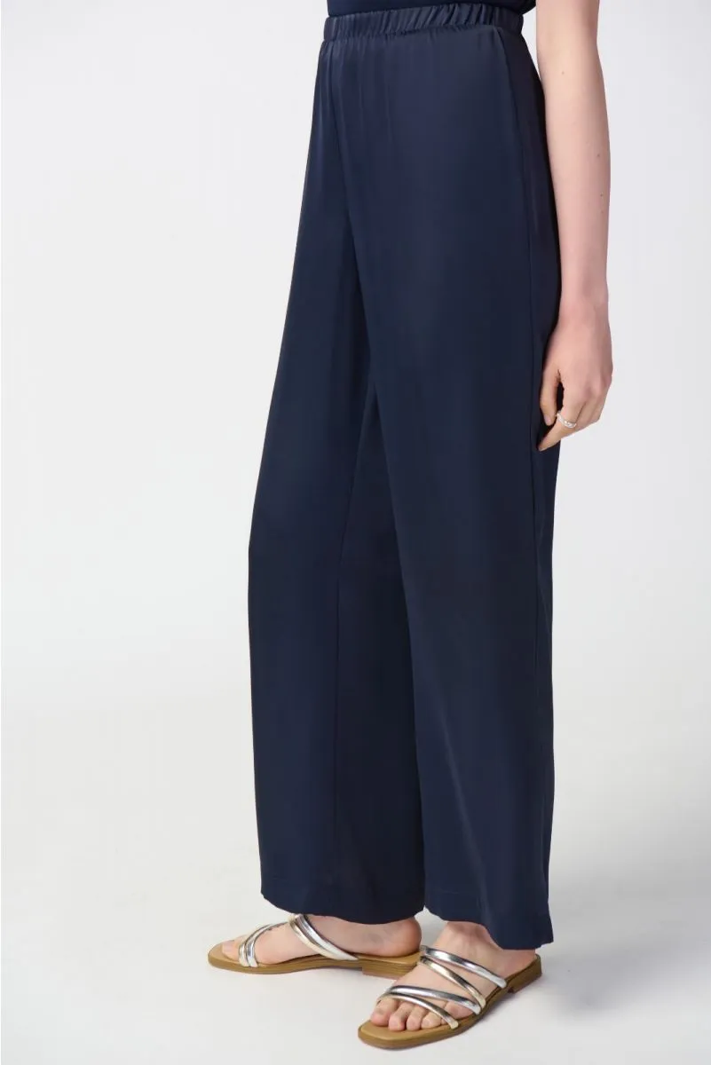 Joseph Ribkoff Midnight Blue Comfort Pull On Satin Wide Leg Pants 241247