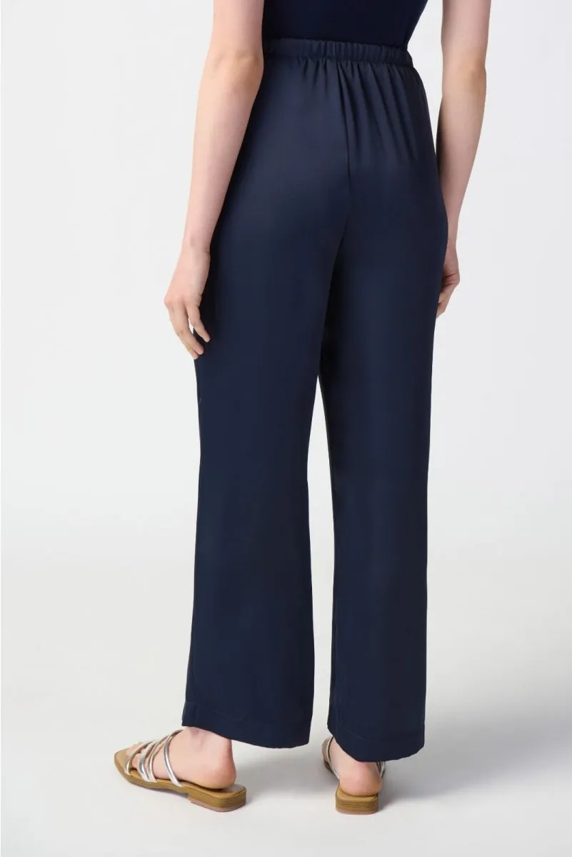 Joseph Ribkoff Midnight Blue Comfort Pull On Satin Wide Leg Pants 241247