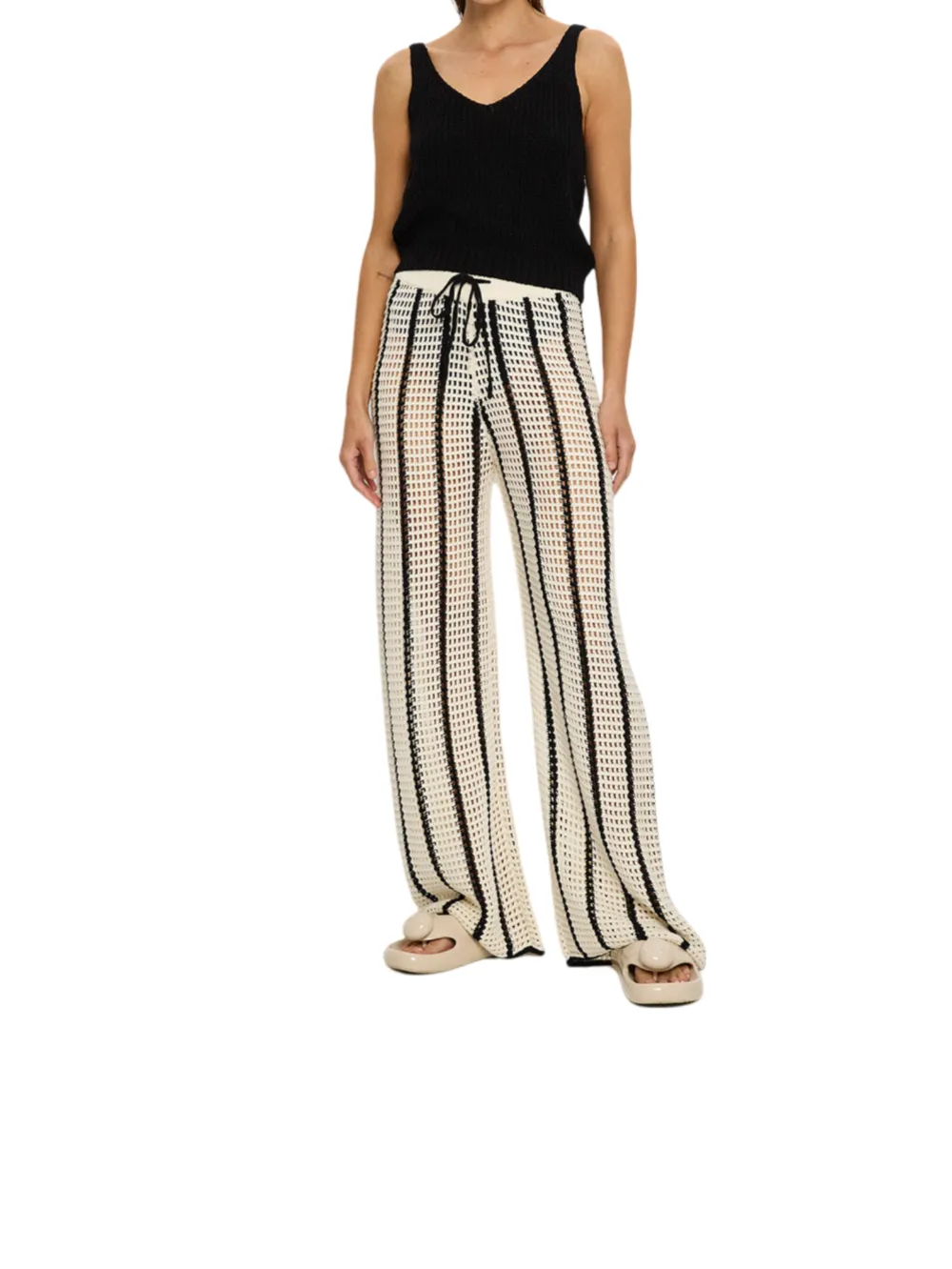 Juni Knit Pant - Cream Black