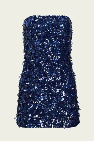 Katara Embellished Dress in Navy