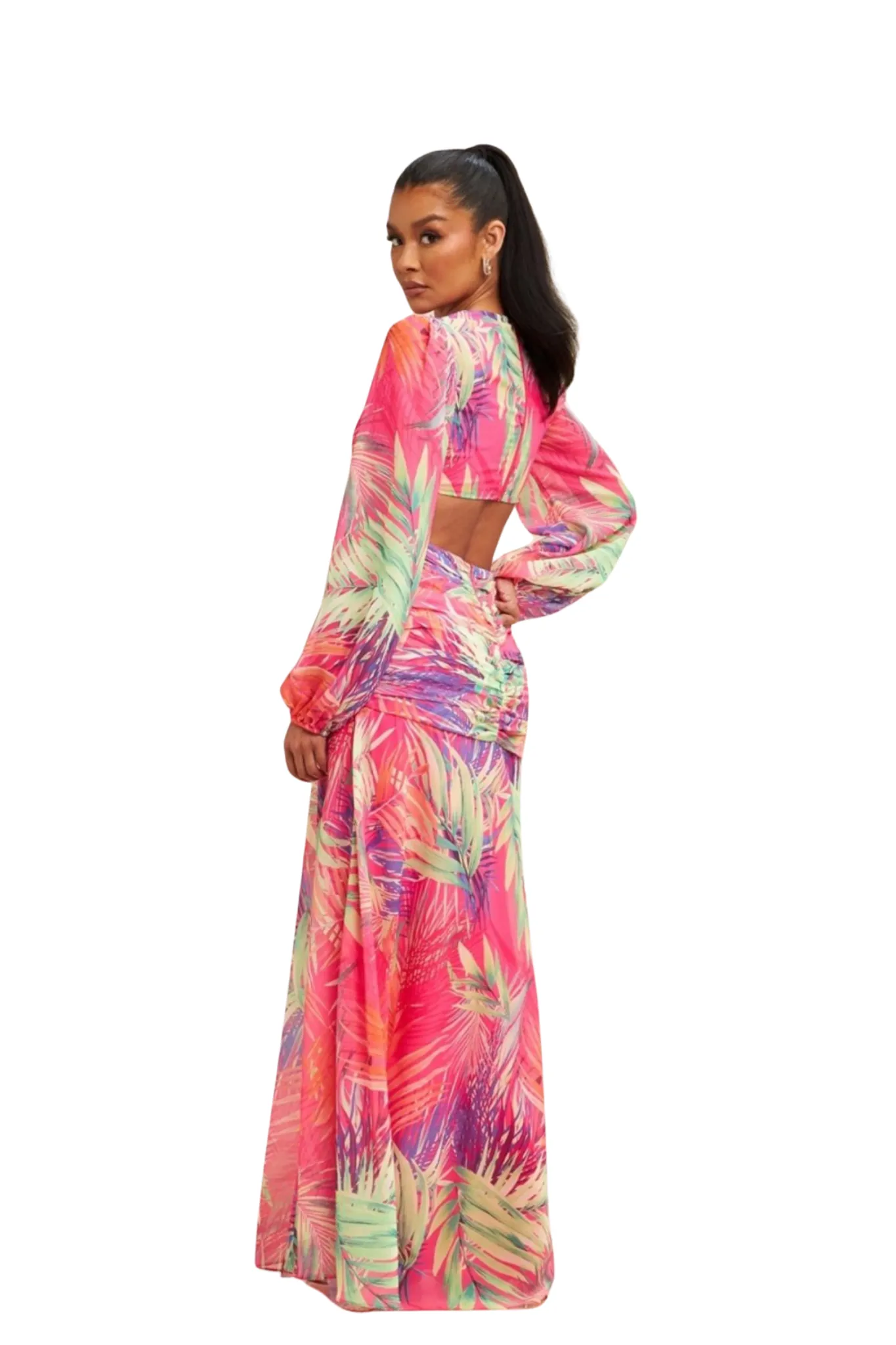 Kelly Palm Print Maxi Dress