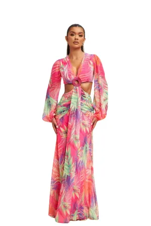 Kelly Palm Print Maxi Dress