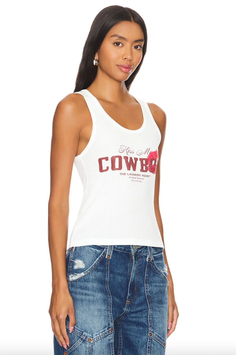 Kiss Me Cowboy Rib Tank