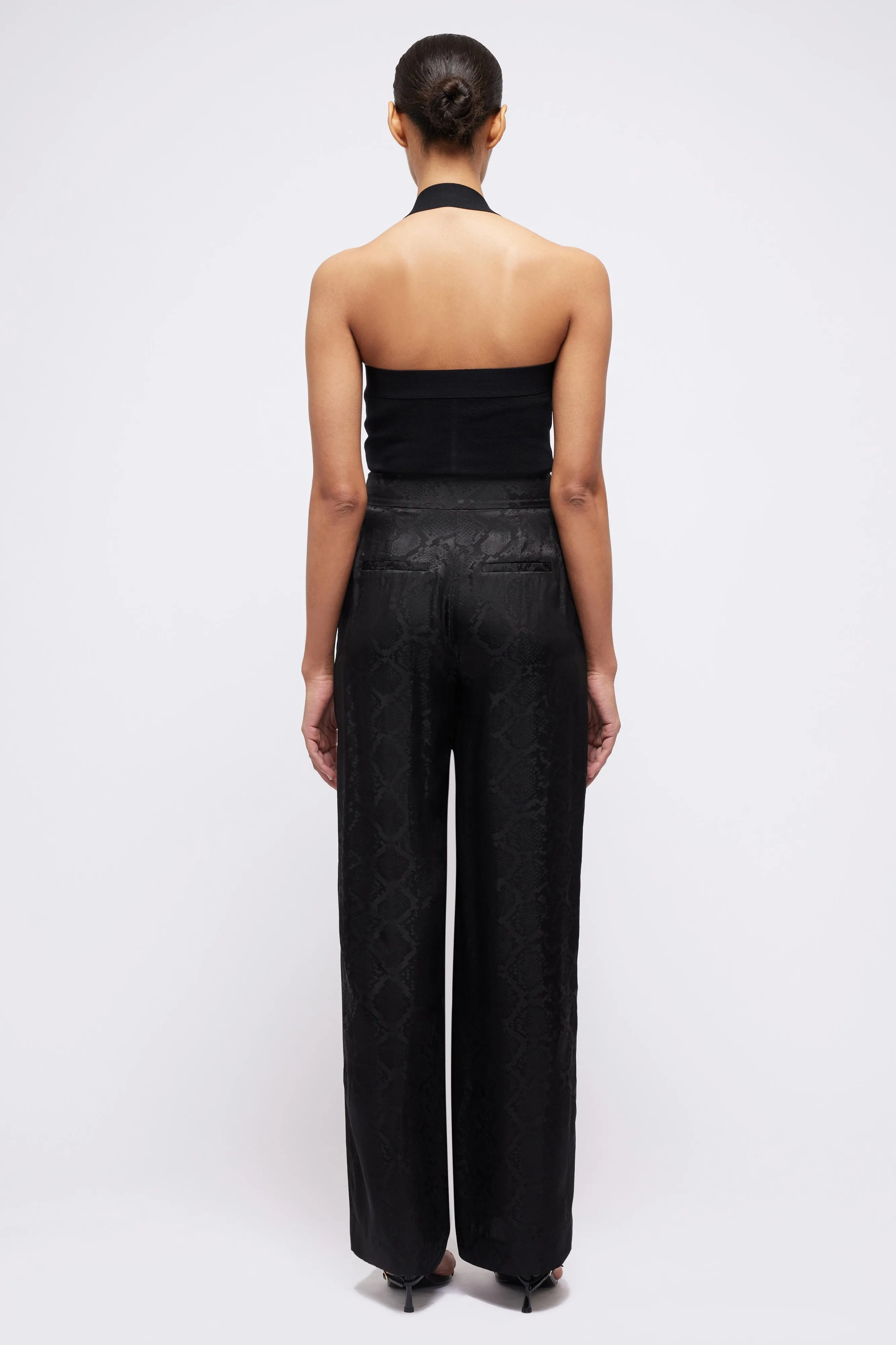 Kyra Wide Leg Pant in Black Python