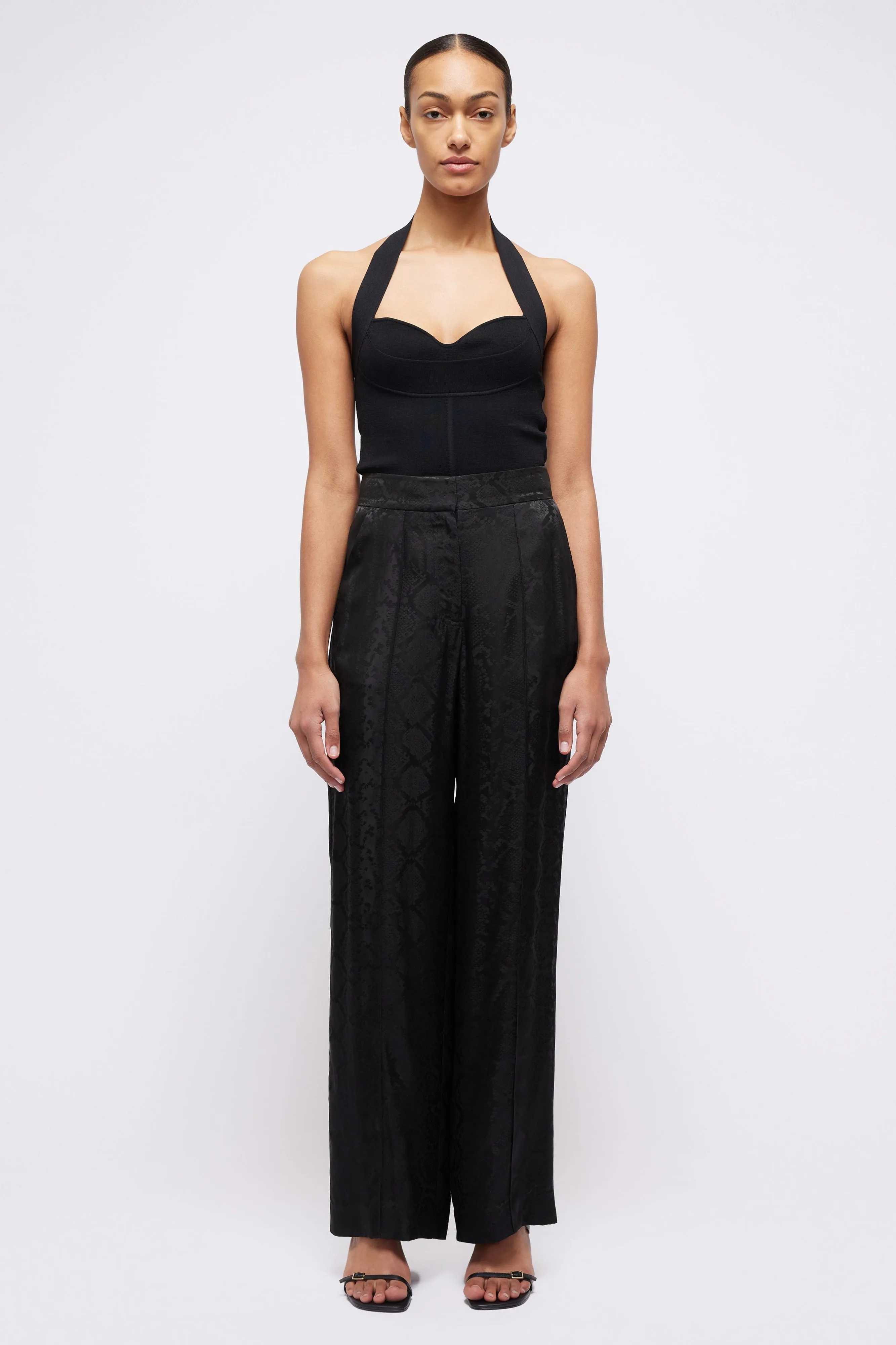 Kyra Wide Leg Pant in Black Python