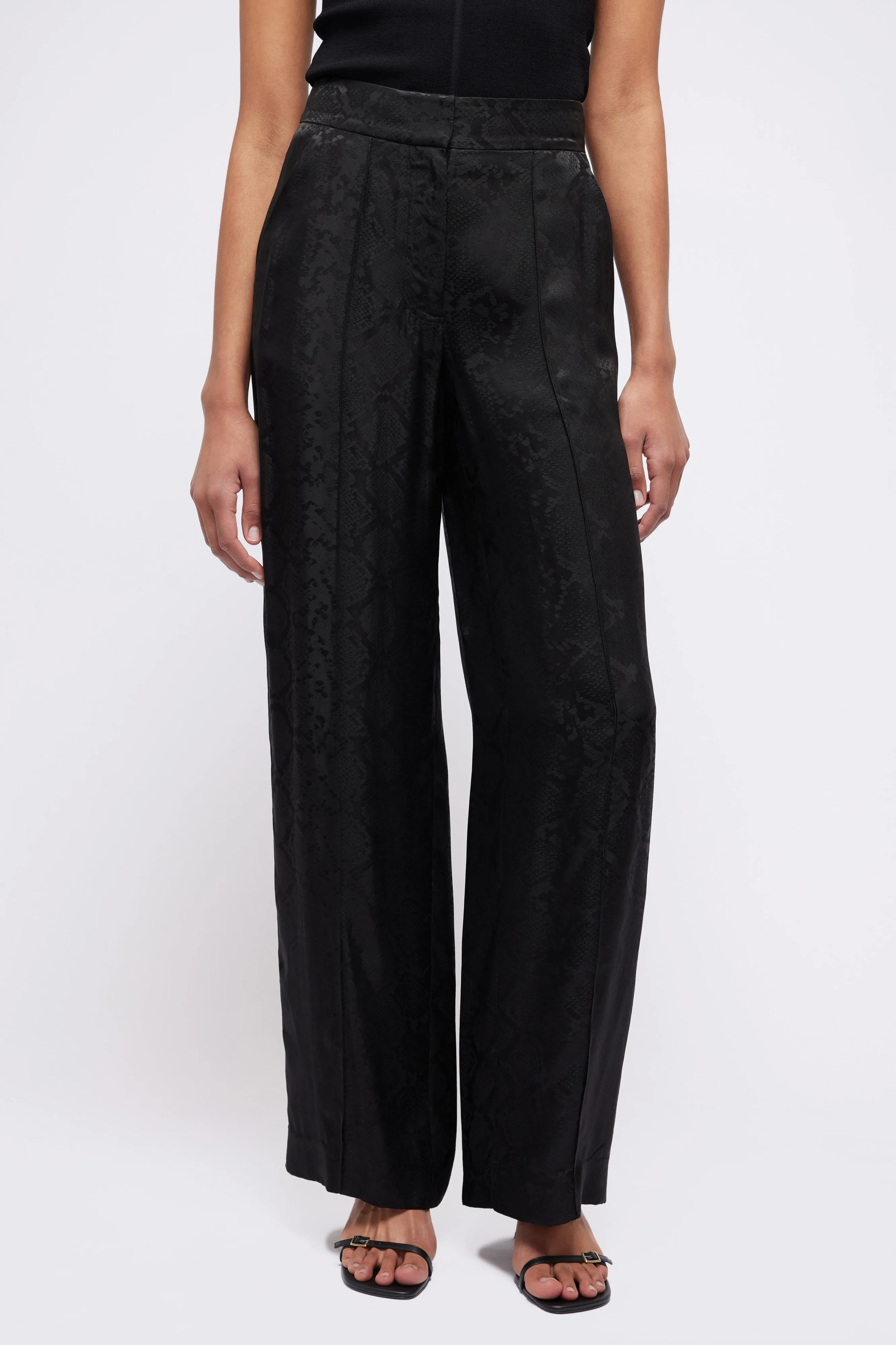 Kyra Wide Leg Pant in Black Python