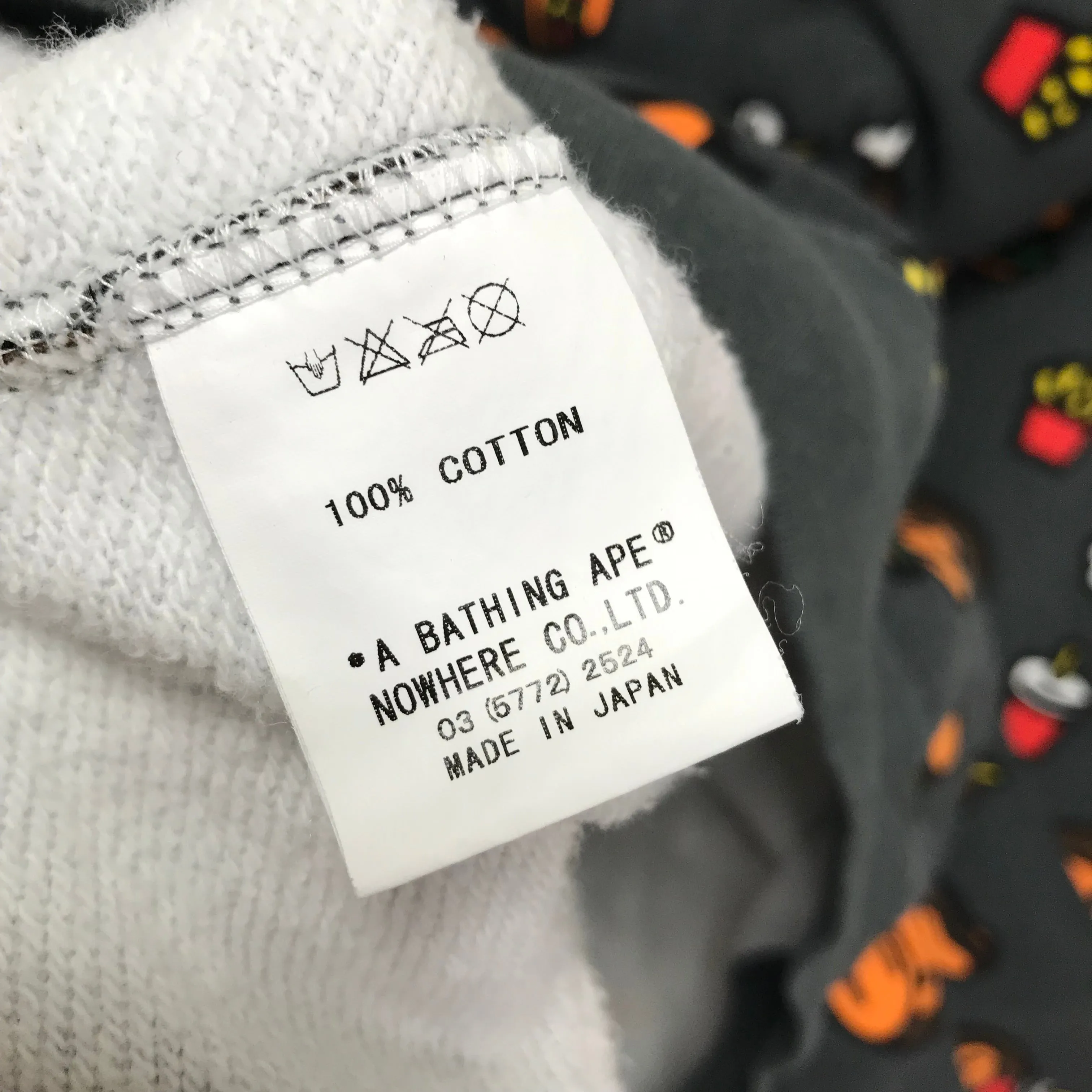 [L] A Bathing Ape Bape Baby Milo Junk Fool Allover Print Full Zip Hoodie Grey