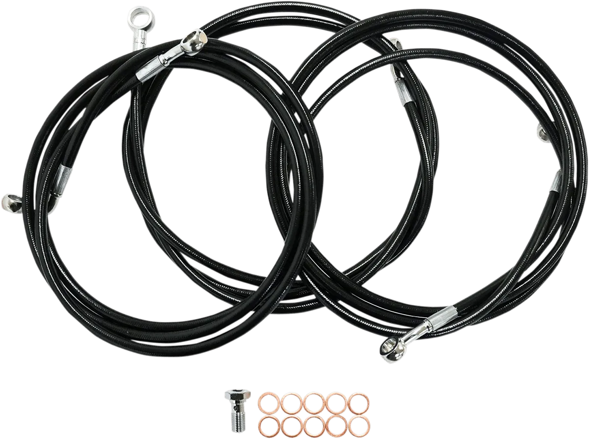LA Choppers LA-8010B08B Black Vinyl-Coated Stainless Steel Brake Line Kit - Mini Ape Hangers
