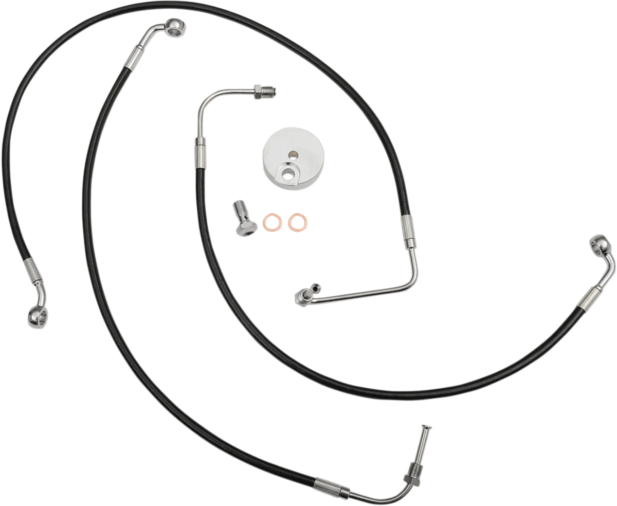 LA Choppers LA-8010B08B Black Vinyl-Coated Stainless Steel Brake Line Kit - Mini Ape Hangers