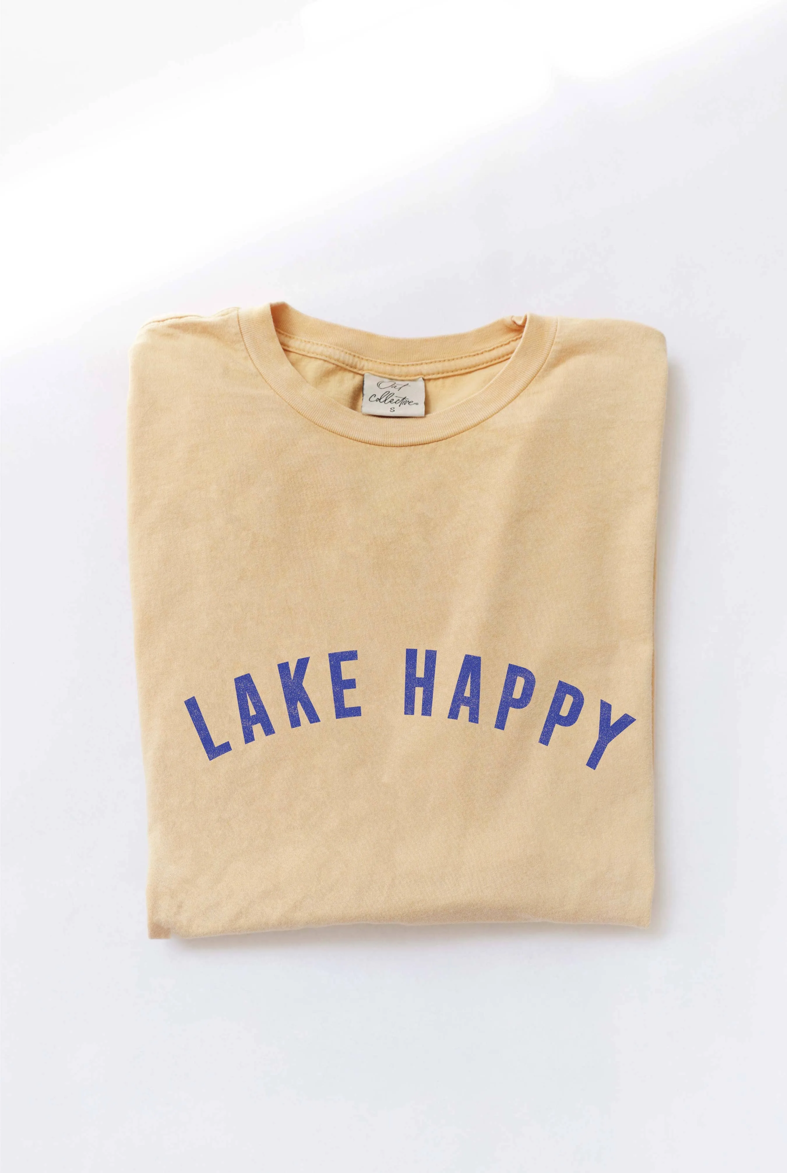 LAKE HAPPY Mineral Washed Graphic Top GOLDEN