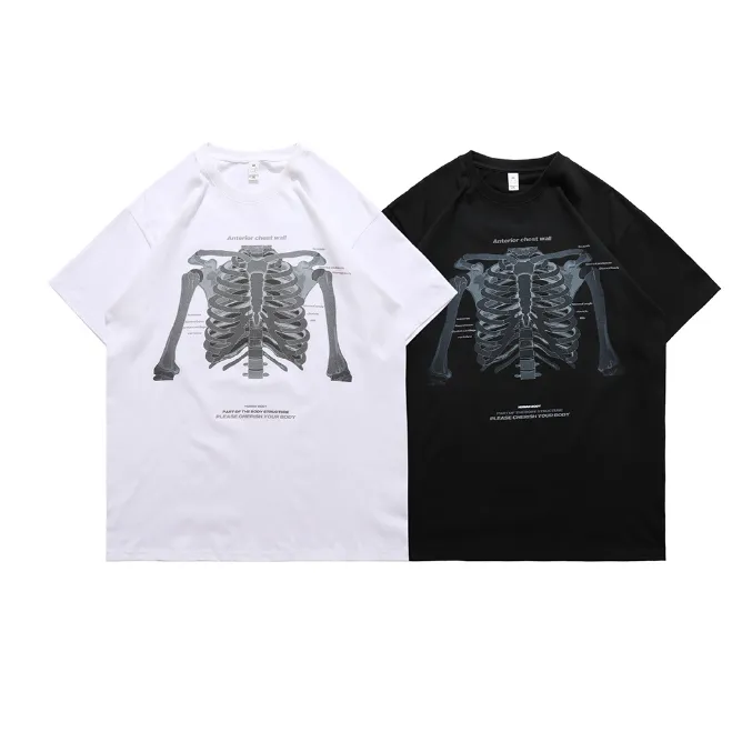 【LawFoo】Skeleton Letter Graphic T-Shirt