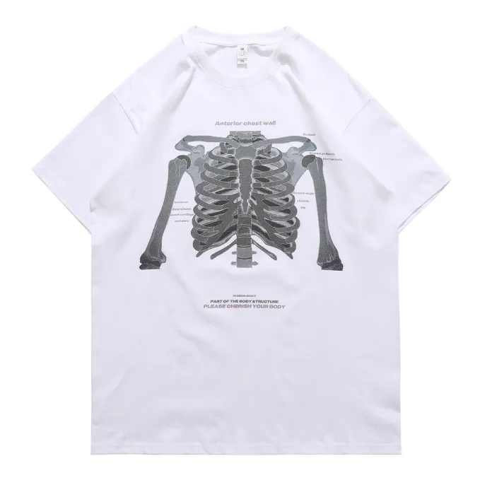 【LawFoo】Skeleton Letter Graphic T-Shirt