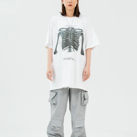 【LawFoo】Skeleton Letter Graphic T-Shirt