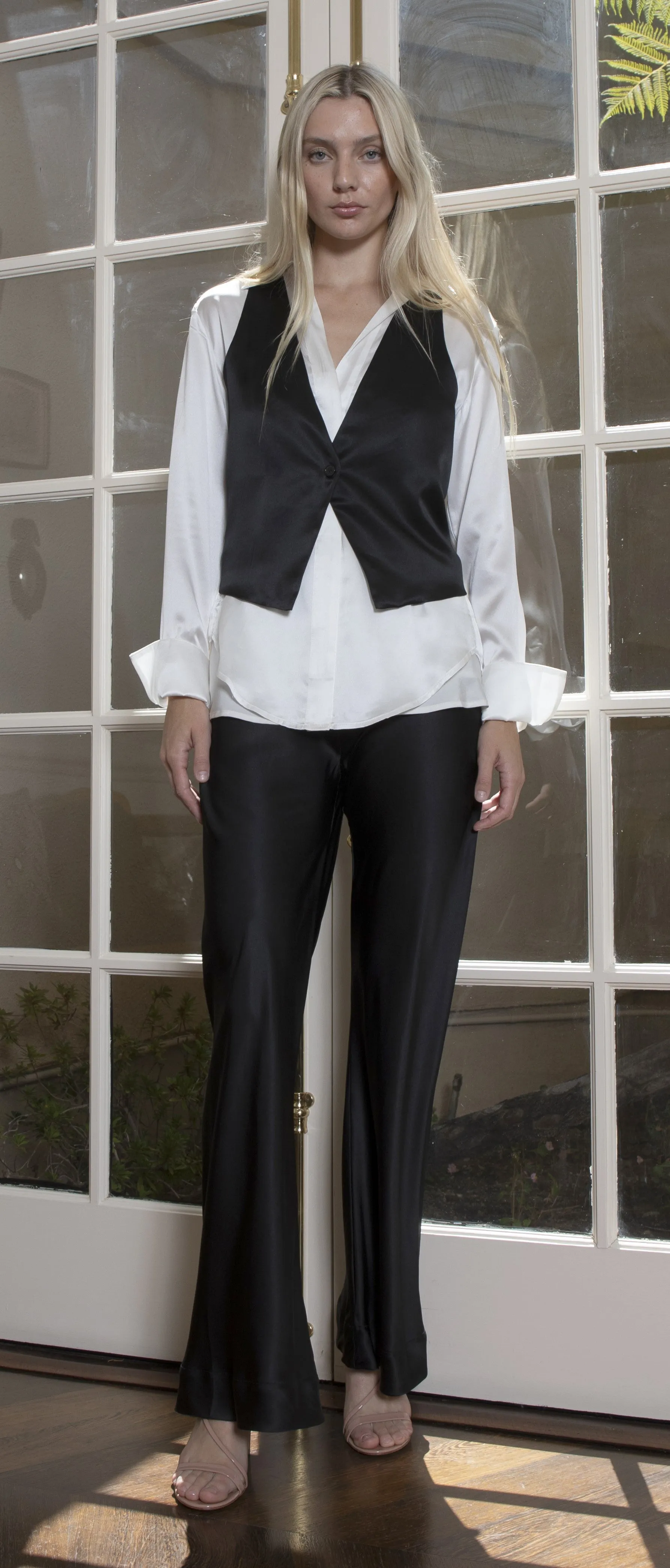 Layla Bias Wide Leg Pant - Pearl