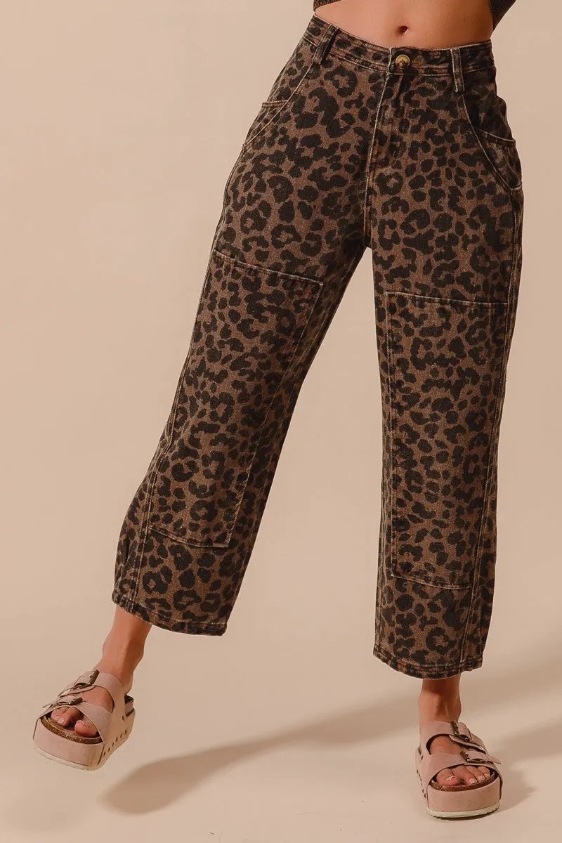 LEOPARD PRINT WIDE LEG PANTS