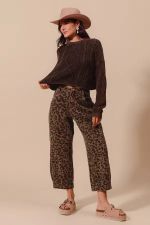 LEOPARD PRINT WIDE LEG PANTS