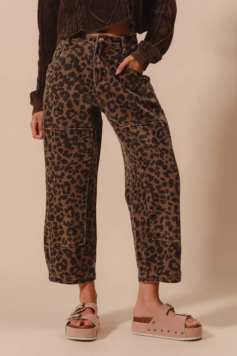LEOPARD PRINT WIDE LEG PANTS