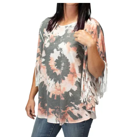 Liberty Wear Collection Poncho: Tie Dye Fringe