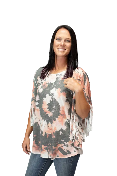 Liberty Wear Collection Poncho: Tie Dye Fringe