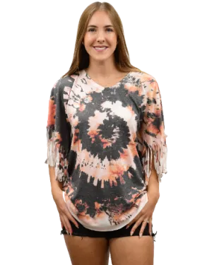 Liberty Wear Collection Poncho: Tie Dye Fringe