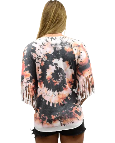 Liberty Wear Collection Poncho: Tie Dye Fringe