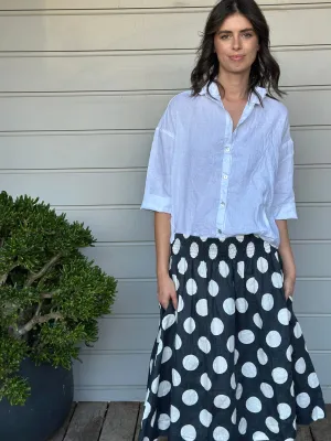 lola skirt - big charcoal spot linen