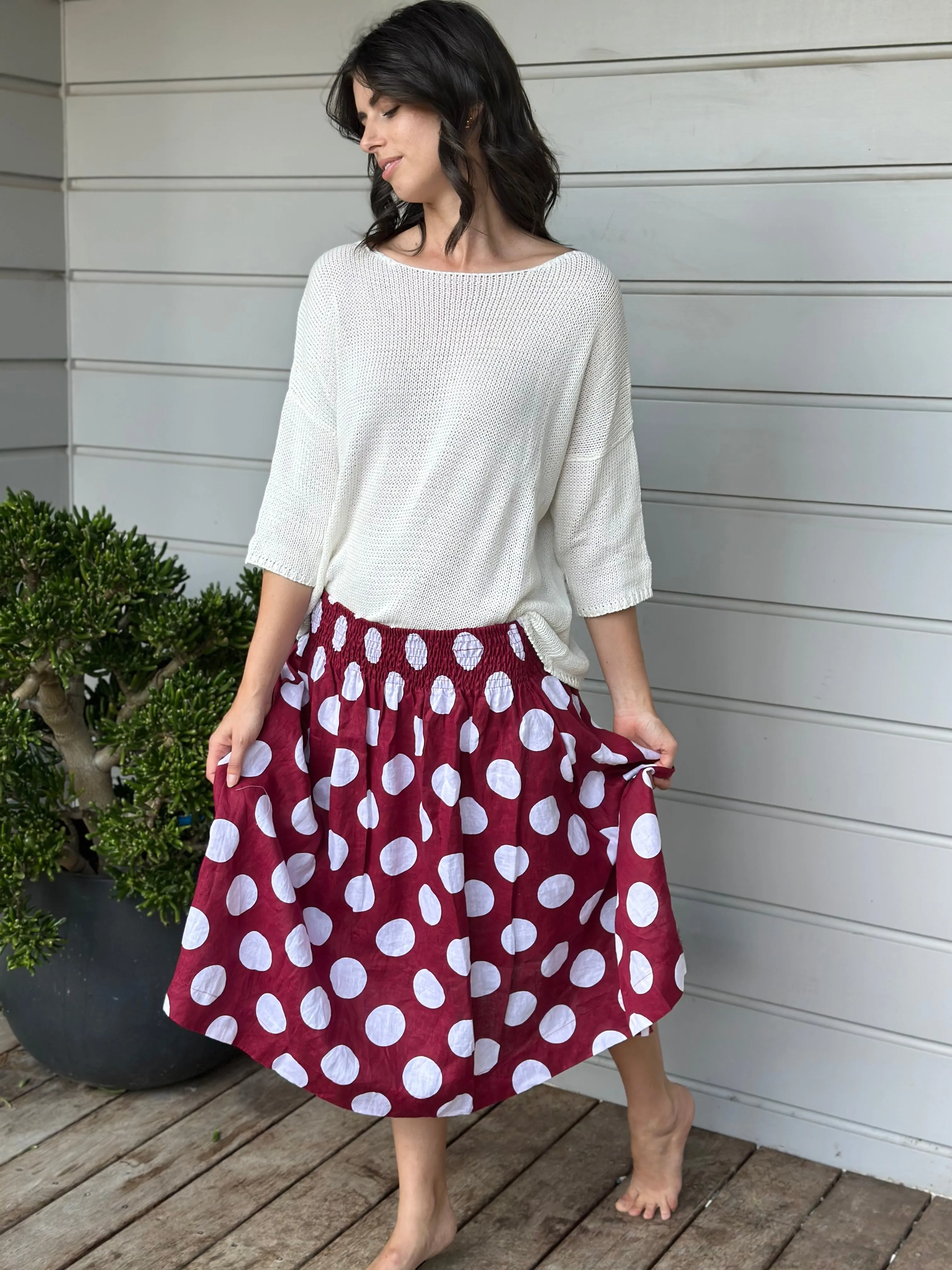 lola skirt - big wine spot linen