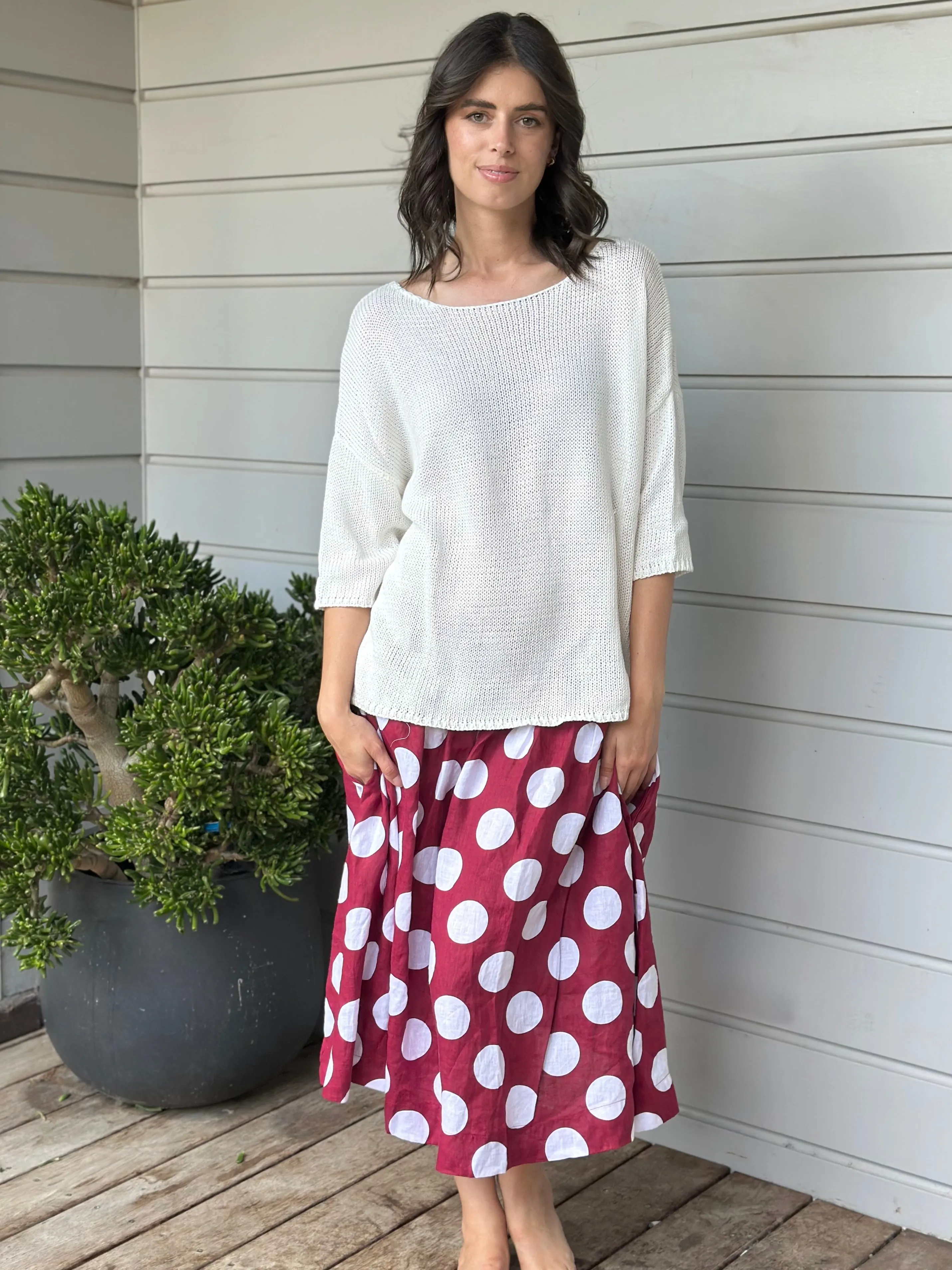 lola skirt - big wine spot linen