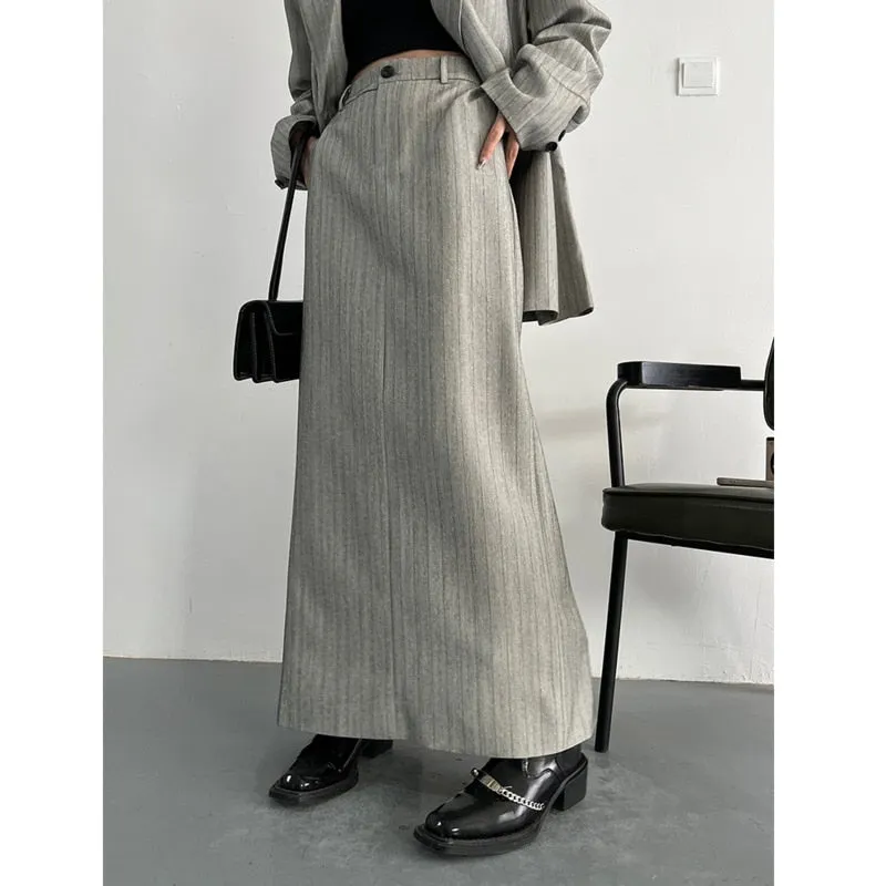 Long Sleeve Over Sized Two Piece Striped Business Suit for Women