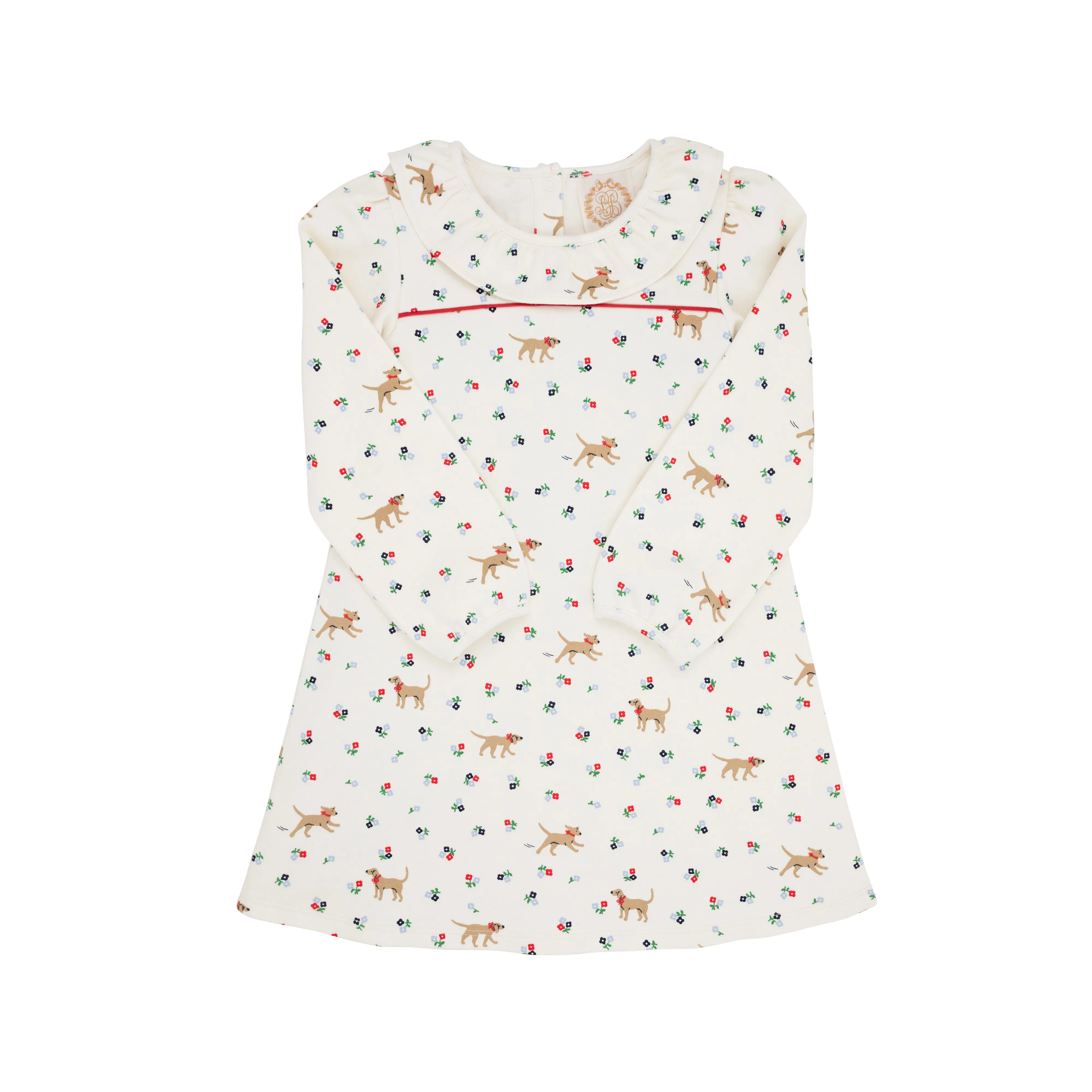 Long Sleeve Ramona Ruffle Dress - Mae Park Mini Floral with Richmond Red