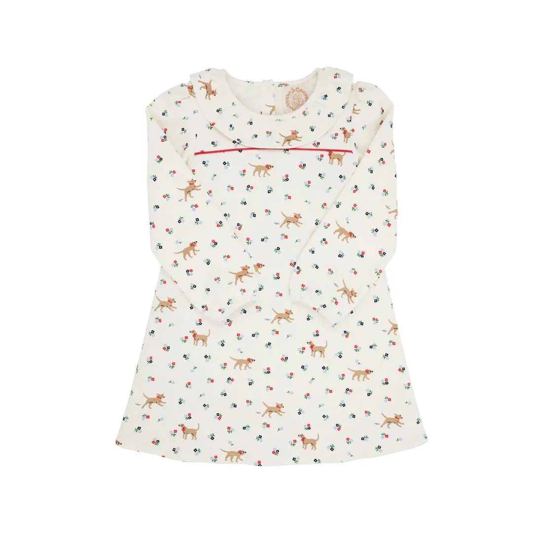 Long Sleeve Ramona Ruffle Dress, Mae Park Mini Floral with Richmond Red