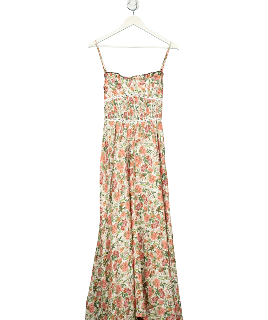 LUG VON SIGA Green Melody Floral Linen Maxi Dress UK 8