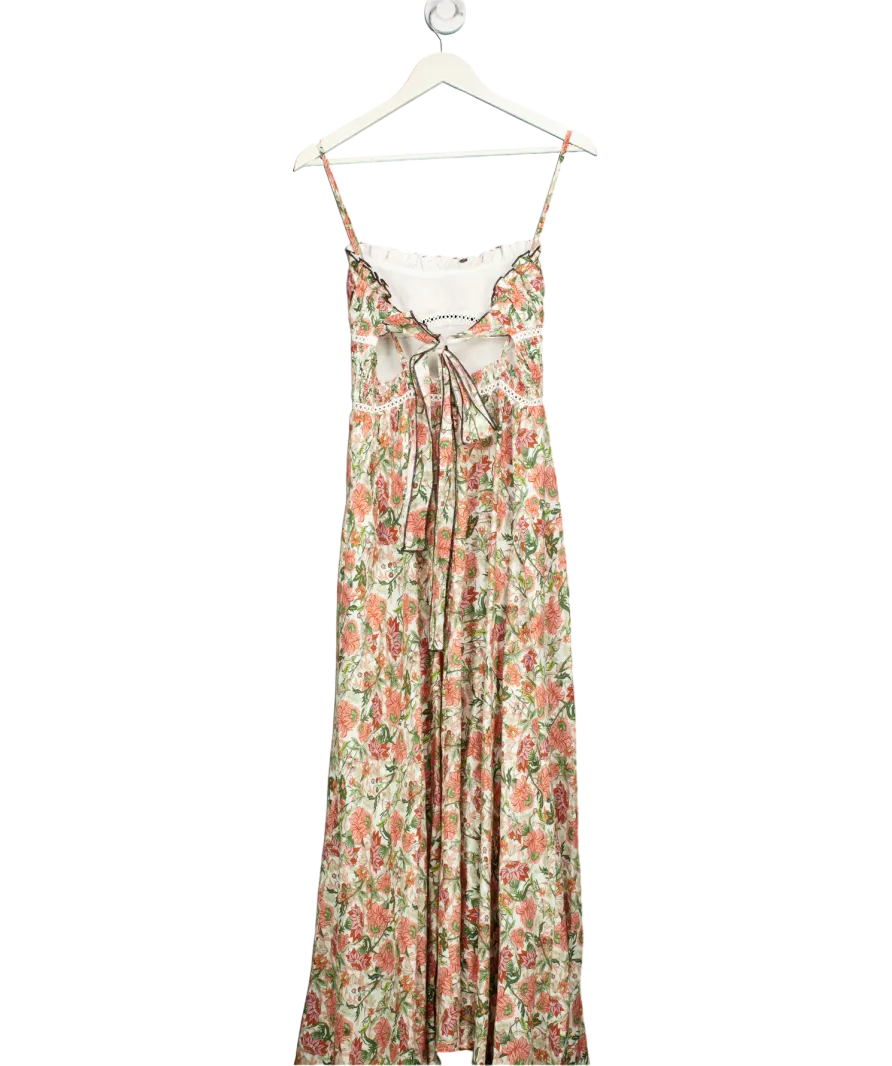 LUG VON SIGA Green Melody Floral Linen Maxi Dress UK 8