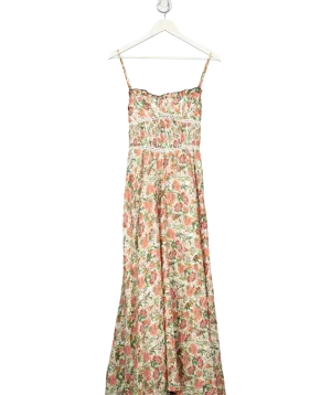 LUG VON SIGA Green Melody Floral Linen Maxi Dress UK 8
