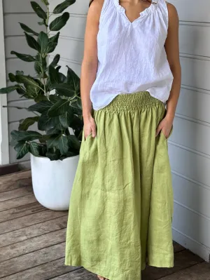 lulu skirt - avocado linen