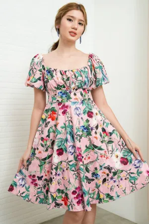 MAISIE Puff-Sleeve Babydoll Dress (Floral 3)