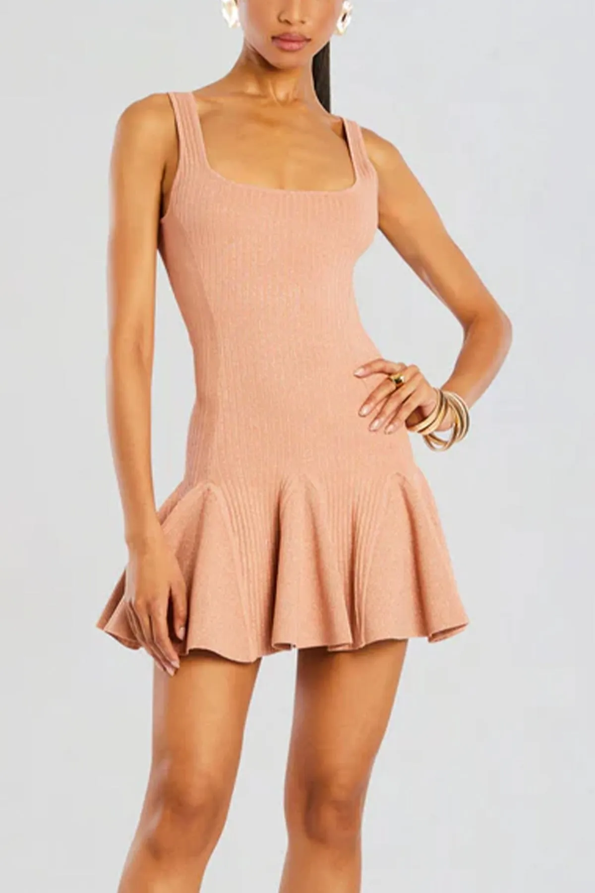 Matson Knit Dress in Metallic Rose
