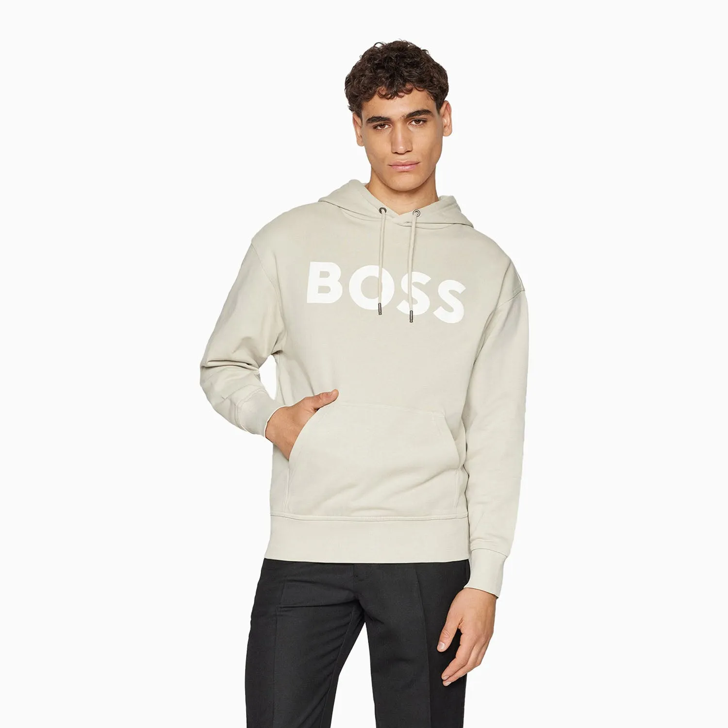 Men's Logo Print Hoodie In French Terry Cotton