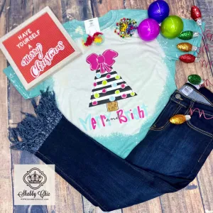 Merry and Bright Tree Tee - bleached