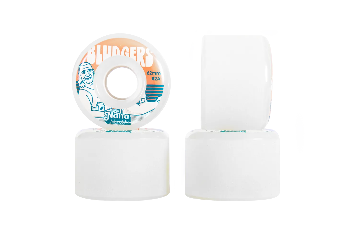 Nana Bludgers 62mm 82a mini longboard wheel in white