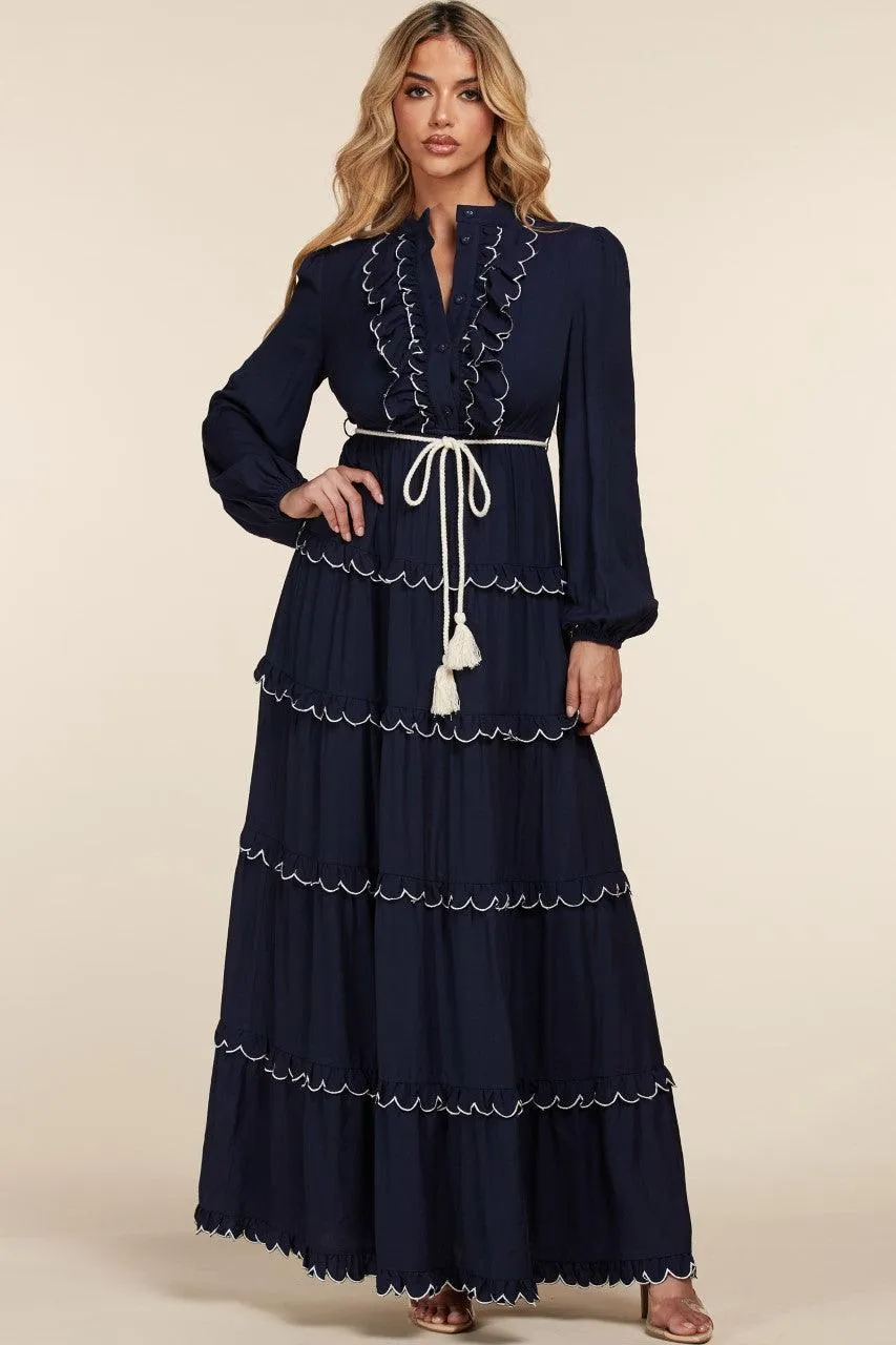 NAVY TEARS MAXI DRESS