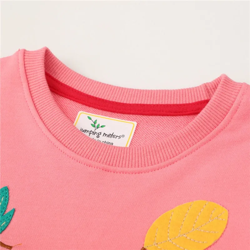 New Arrival Girls Bird Squirrel Unicorn Applique Cotton Sweatshirts - Orange, Pink, Navy