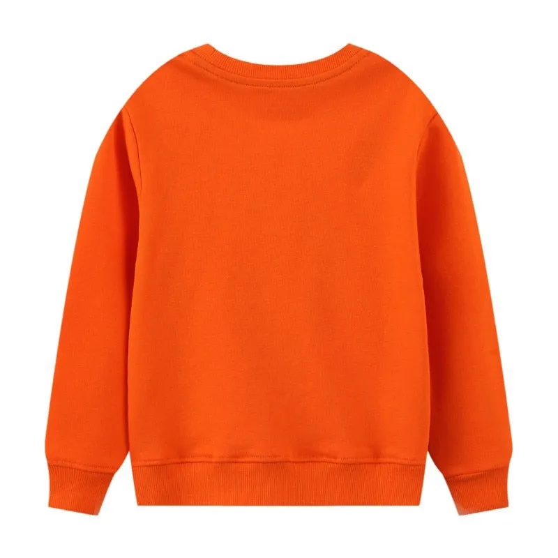New Arrival Girls Bird Squirrel Unicorn Applique Cotton Sweatshirts - Orange, Pink, Navy
