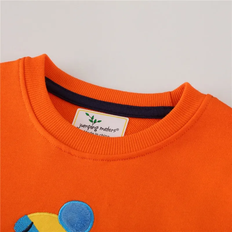 New Arrival Girls Bird Squirrel Unicorn Applique Cotton Sweatshirts - Orange, Pink, Navy
