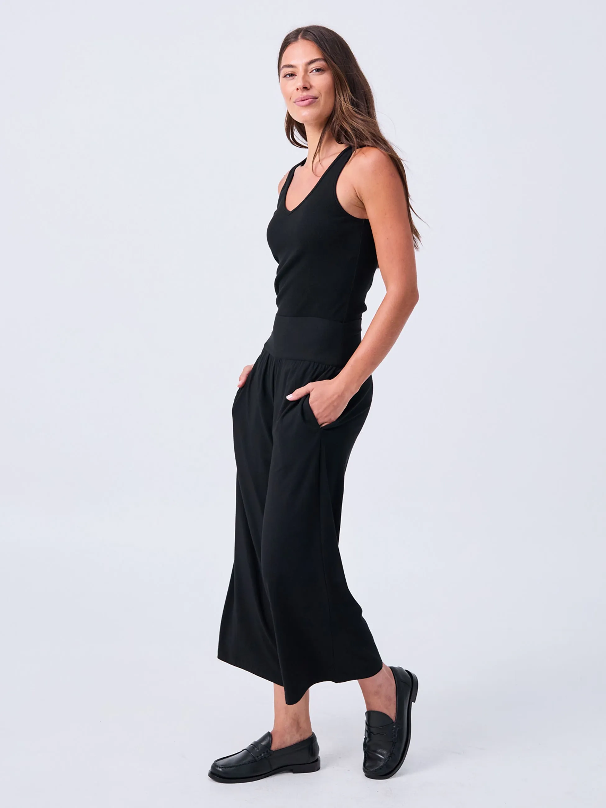 Nomad Modal Wide Leg Pant 7/8 - Black